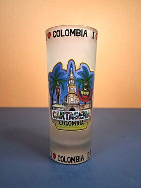 I LOVE COLUMBIA Frosted Festive Collectable Double Shot Glass/Drinking Glass